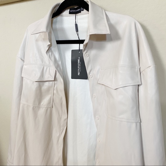 PRETTY LITTLE THING Petite Cream Oversized Dress - Picture 3 of 11